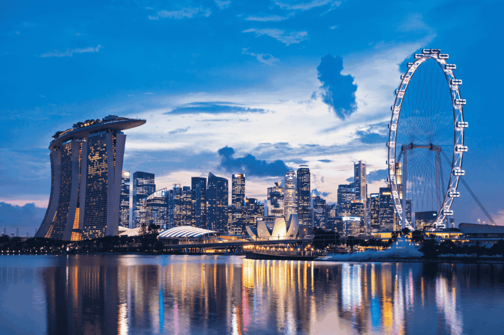 Twilight view of Marina Bay Sands and the singapore skyline reflecting over marina bay, a perfect backdrop for singapore al fresco dining with outdoor seating and alfresco dining venues offering stunning views. From rooftop bars ideal for corporate events and private events to the Open Farm Community and best rooftop bars with panoramic views, each restaurant delivers a biophilic dining experience. Canopy Changi Village, Garden Wing, and Botanic Gardens bring lush greenery into the city, while kids meals and signature cocktails at Waterfall Ristorante Italiano in Shangri La Hotel delight taste buds. Perfect venue choices range from western classics on Sentosa Island to furry friends‑friendly cafés in Bishan Park, ideal for a special occasion with loved ones. Opening hours vary from The Coastal Settlement to Mount Faber Peak, Raffles Place to Bee's Knees, Alkaff Mansion to Duxton Hill, where guests can dine over dinner, lunch, breakfast, or brunch in the city with fun friends in casual style. Tables on the island glow at night, the sun casting fresh light by day, with sunset moments to explore bay cuisine, nature, and town life. Indulge in indoor or outdoor spaces to discover menus featuring burgers, pizzas, and dishes complemented by a range of flavours from Italy to farm‑nestled venues. Meals served for adults and little ones alike make each venue a place to soak in singapore’s life from sunrise to sunset.
