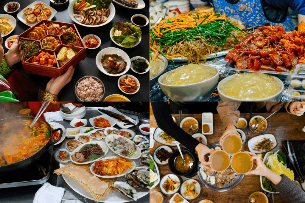 A vibrant collage showcasing Korean cuisine in Singapore at a lively Korean restaurant, highlighting the diversity of Korean restaurants in Singapore and the artistry of Korean cuisine. The spread features sizzling pork belly, tender USDA prime beef, flavourful beef brisket, crispy Korean fried chicken and golden fried chicken, alongside colourful la carte dishes and hearty comforting Korean dishes. Tables are filled with authentic Korean food from iconic spots like Charim Korean BBQ, Wang Dae Bak, Hanjip Korean Grill House, Mul Gogi Korean BBQ, Don Dae Bak, and Seoul Restaurant, all celebrating the craft of Korean cooking. Diners enjoy fried rice, kimchi fried rice, kimchi stew, steamed dumplings, rice cakes and chewy rice cakes in spicy tteokbokki sauce, seafood pancake, kimchi pancake, black bean noodles, and pohang seafood. Premium grills serve beef short rib, pork jowl, pork collar, marinated chicken, woo dae galbi, kurobuta berkshire pork, prime beef, premium meat cuts, premium meats, and grilled meats from Korean BBQ, Korean barbecue, K BBQ, Korean charcoal BBQ, and Korean charcoal setups. Menus include bbq menu, ala carte items, la carte menu, la carte options, ala carte, pork set, bbq sets, buffet menu, set menus, lunch sets, and main grill choices, plus sharing platter, sharing dishes, and comfort food for special occasions. The experience is enhanced with side dishes, free flow eggs, mozzarella cheese, four flavours marinades, attentive service, and premium cuts at the best Korean bbq restaurant and kbbq restaurants in Clarke Quay, Jalan Jurong Kechil, Rochester Chingu, and its sister brand locations. A feast for the taste buds, celebrating authentic Korean dishes and every beloved Korean term in the world of Korean BBQ restaurant dining