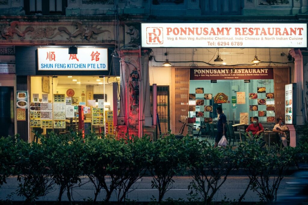 The facade of a restaurant displaying a sign that says "Donnumsum Restaurant," situated in Singapore.