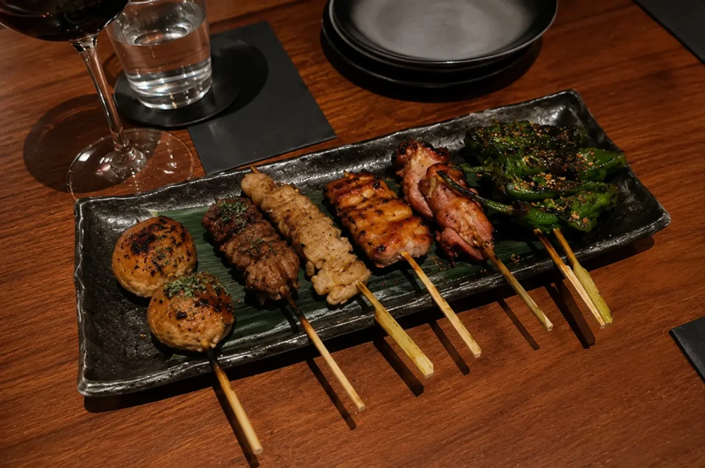 Assorted kushiyaki skewers served at Neon Pigeon Singapore