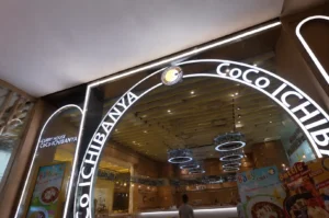 CoCo Ichibanya Bugis+ restaurant entrance with illuminated curry house signage